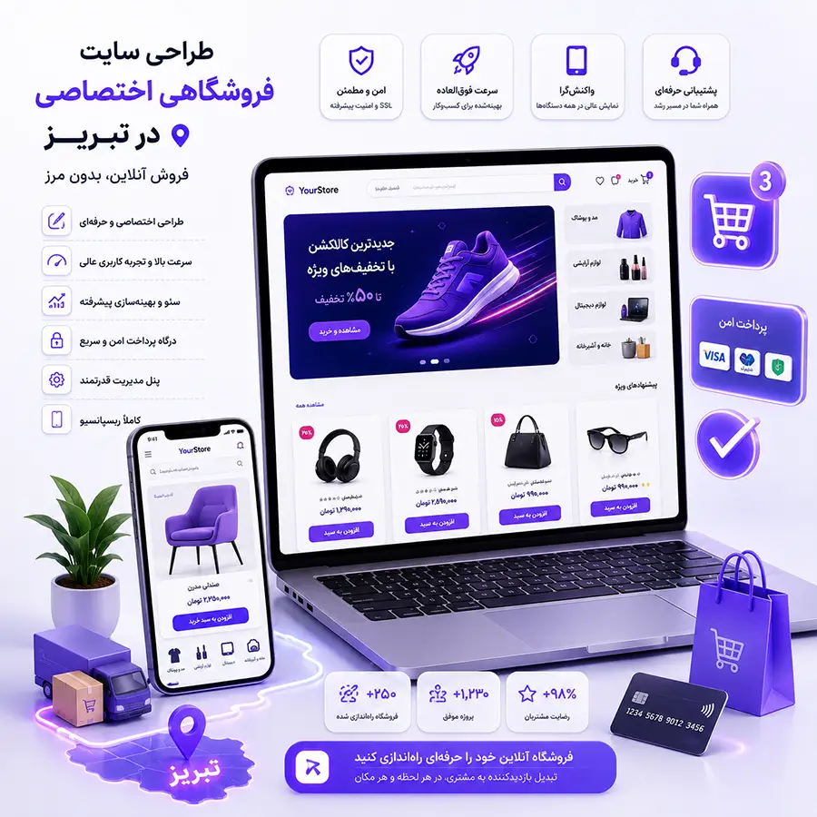 طراحی سایت فروشگاهی اختصاصی و پرسرعت در تبریز توسط ارشیا سیفی