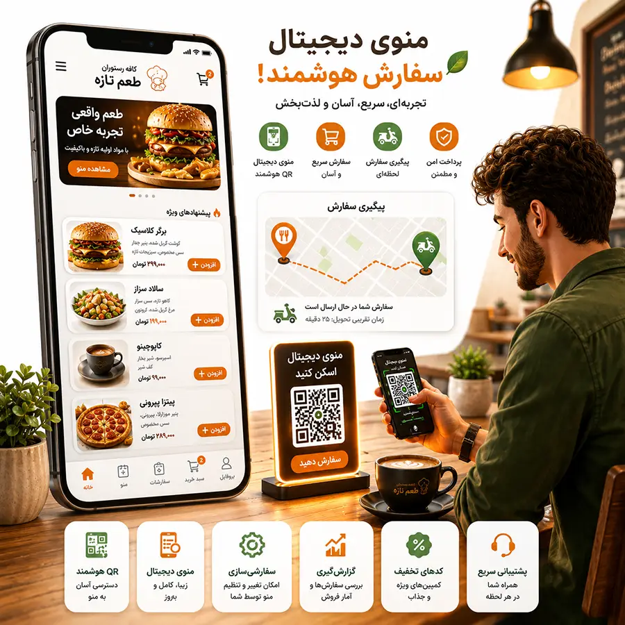 طراحی سایت رستوران، کافی شاپ و منوی بارکدی آنلاین در تبریز